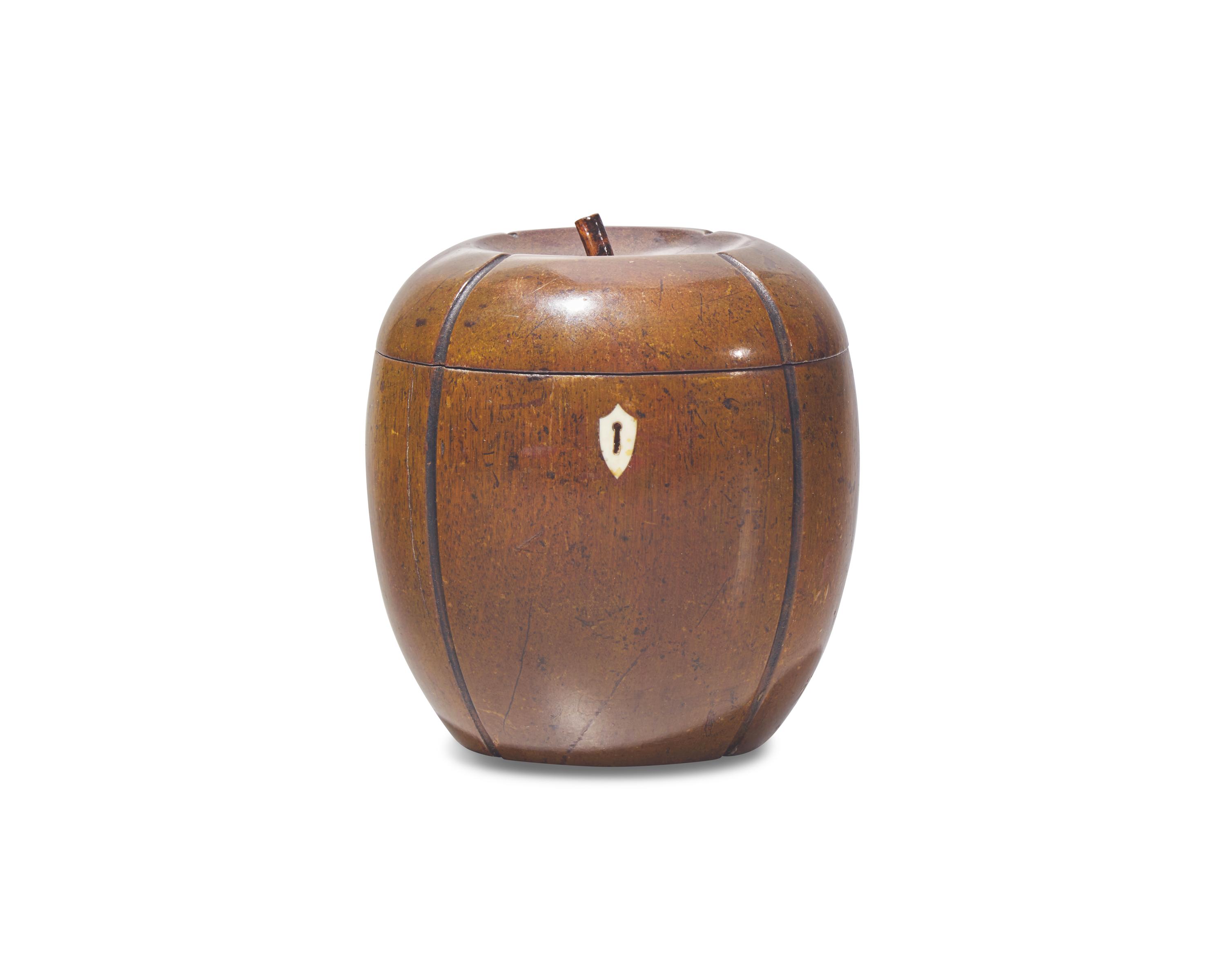 A George III Apple-Form Fruitwood Tea Caddy