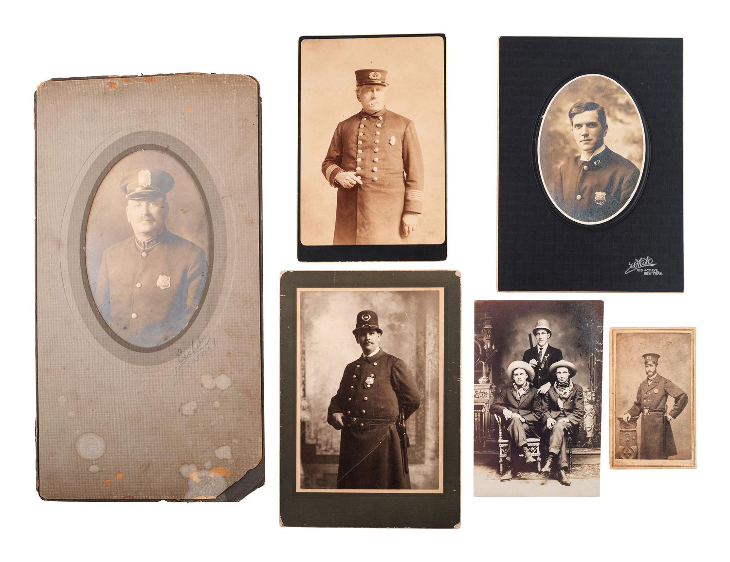 [EARLY PHOTOGRAPHY] -- [OCCUPATIONAL]. A group of 17 photographs of policemen, including: