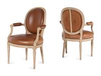 A Pair of Louis XVI Style White-Painted Fauteuils