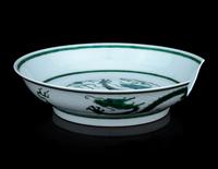 A Chinese Green Enameled Porcelain 'Dragon' Dish