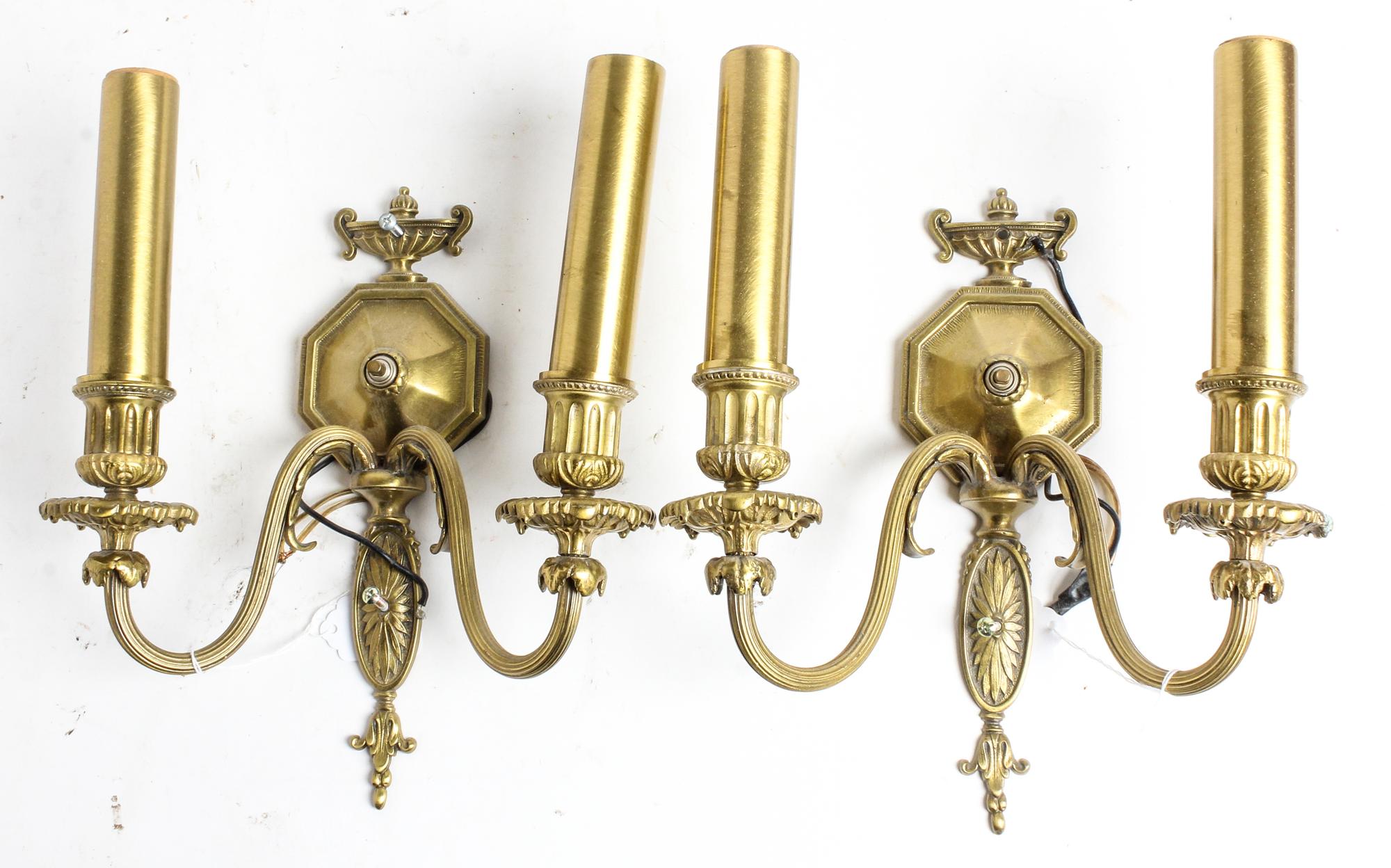 A Pair of Neoclassical Two-Light Sconces Height 12 1/2 inches overall. — 20TH CENTURY