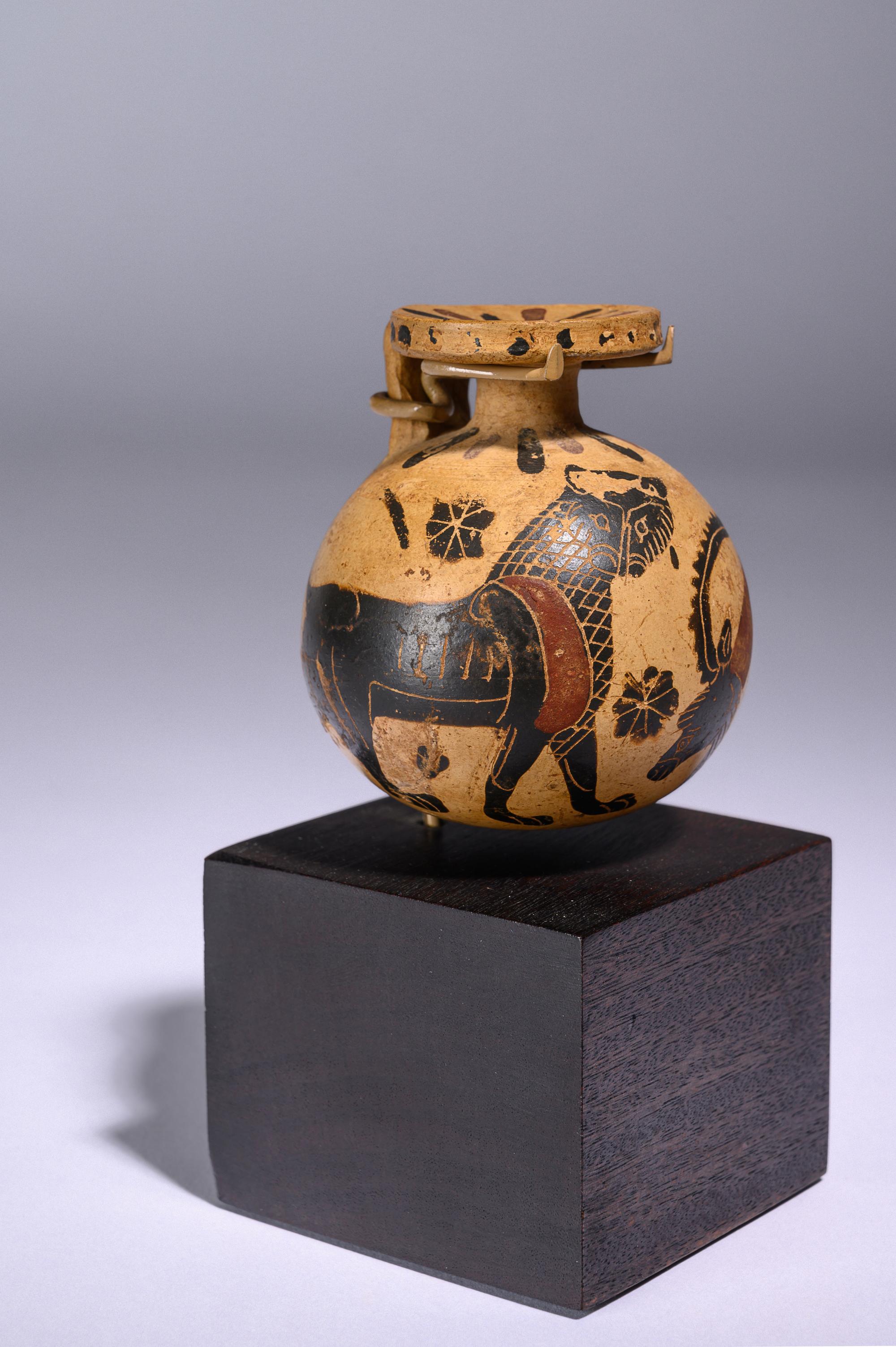 Two Corinthian Black-Figured Vessels: An Aryballos and An Alabastron