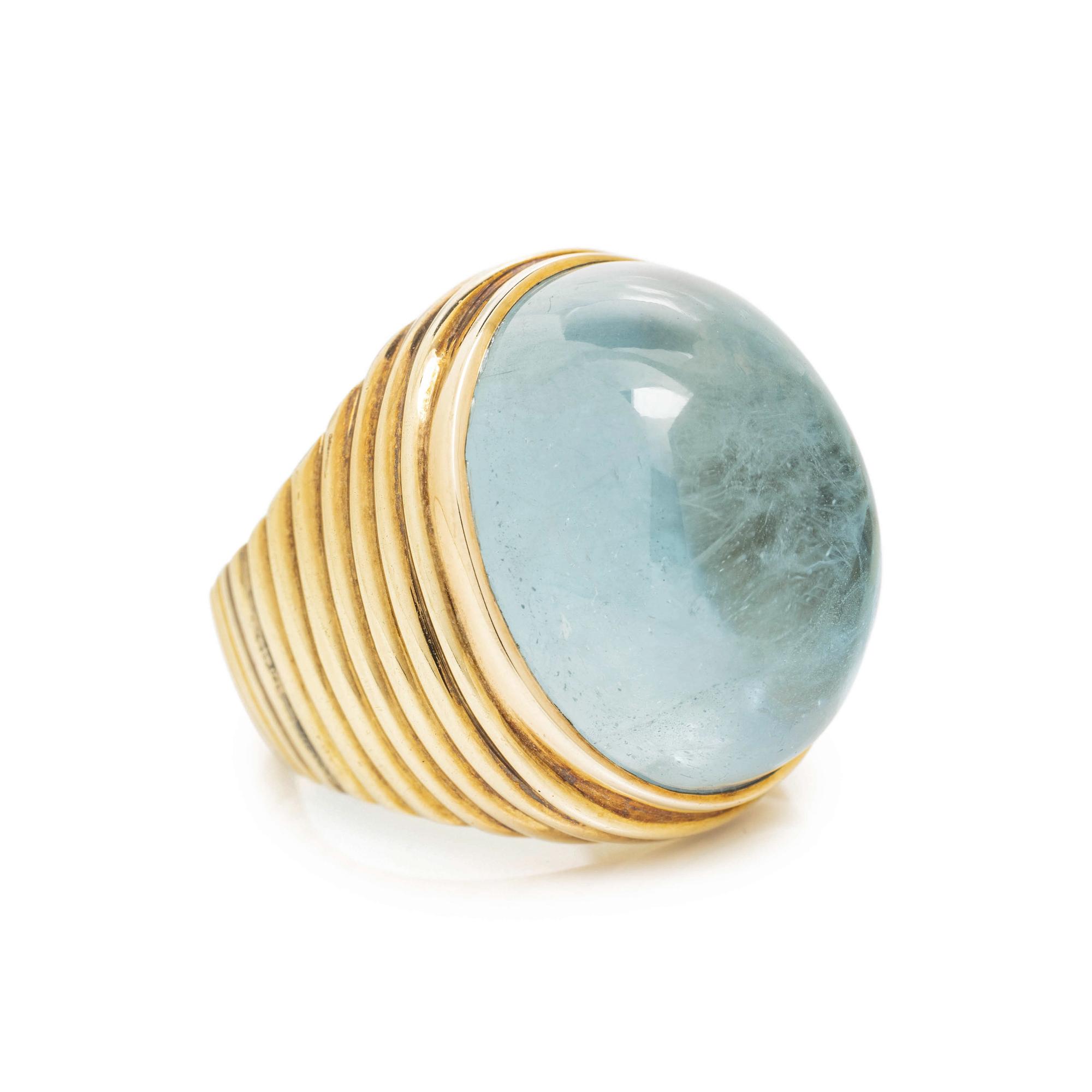YELLOW GOLD AND BLUE TOPAZ RING