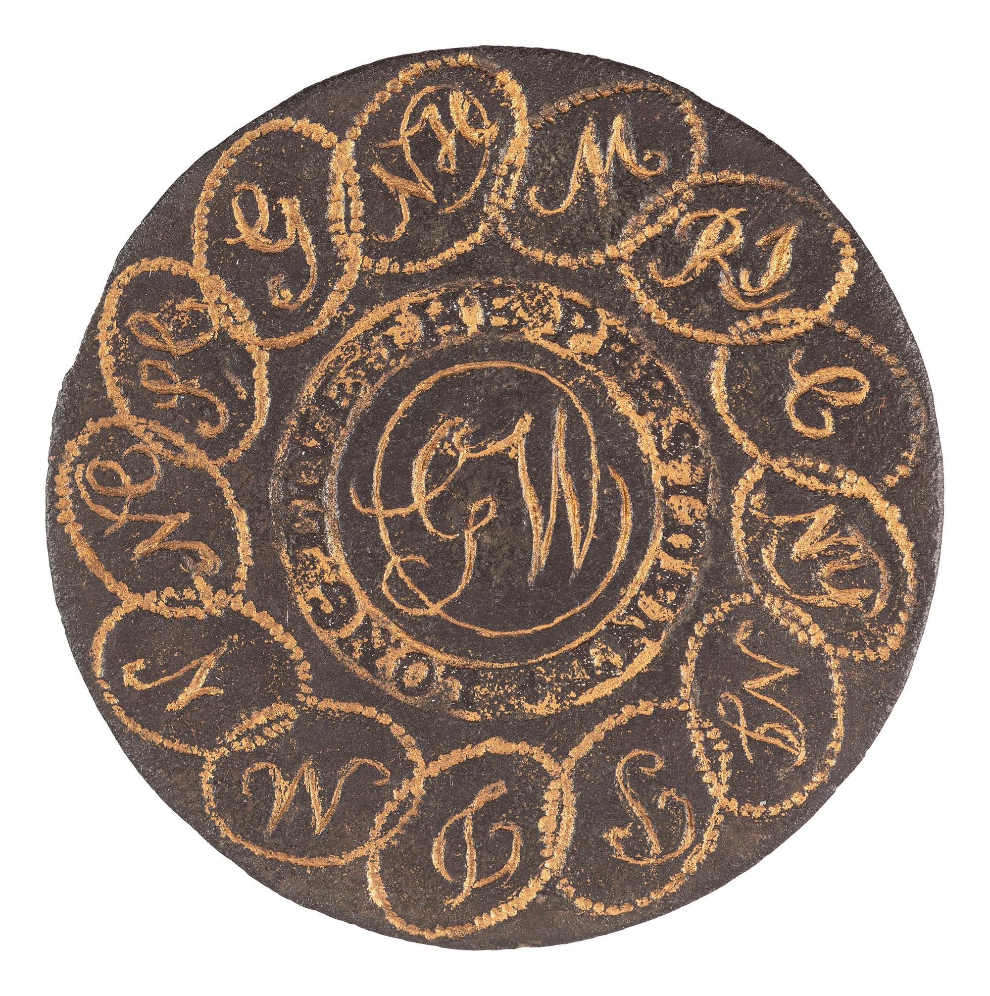 [WASHINGTON, George (1732-1799)]. Long Live the President, "linked states" inaugural button. N.p., 1789.
