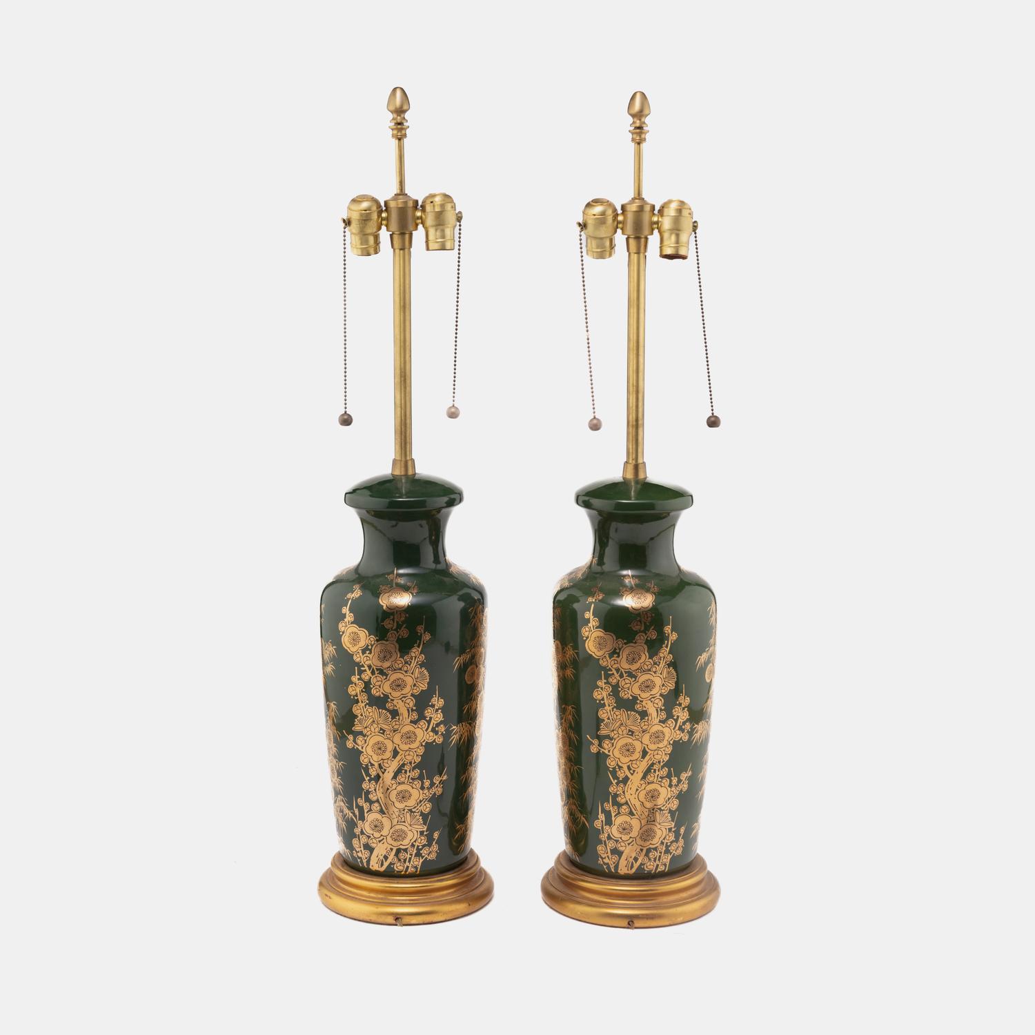 Pair of Floral Table Lamps, c. 1970
