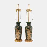 Pair of Floral Table Lamps, c. 1970