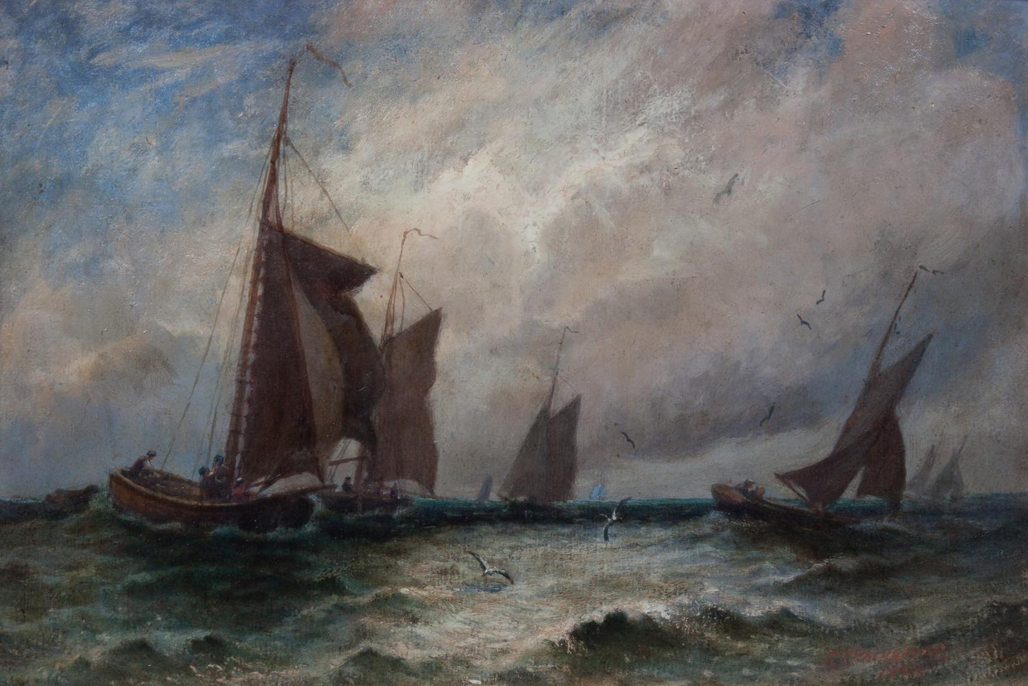 Edward John Packbauer, (American, 1862-1948), Boats at Sea, 1906