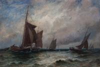 Edward John Packbauer, (American, 1862-1948), Boats at Sea, 1906