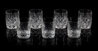 A Set of Seven Cut Glass Tumblers Height of tallest 4 inches.