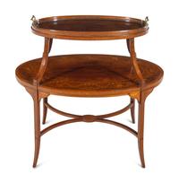 An Edwardian Mahogany and Marquetry Étagère