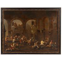 Manner of Alessandro Magnasco (Italian, 1667-1749) — Interior Scene of Barracks with Soldiers