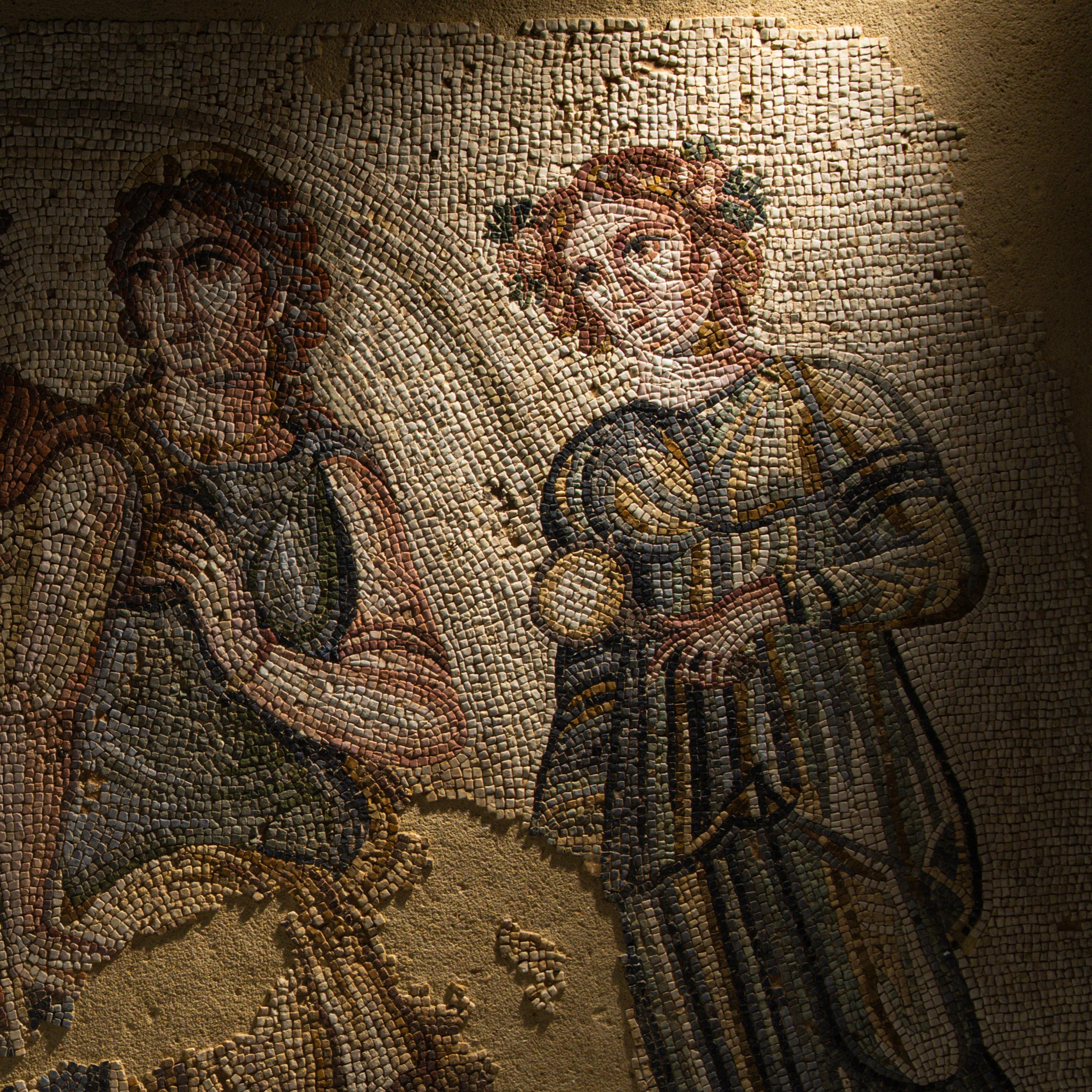 A Roman Mosaic Panel with Hippolytus and Phaedra