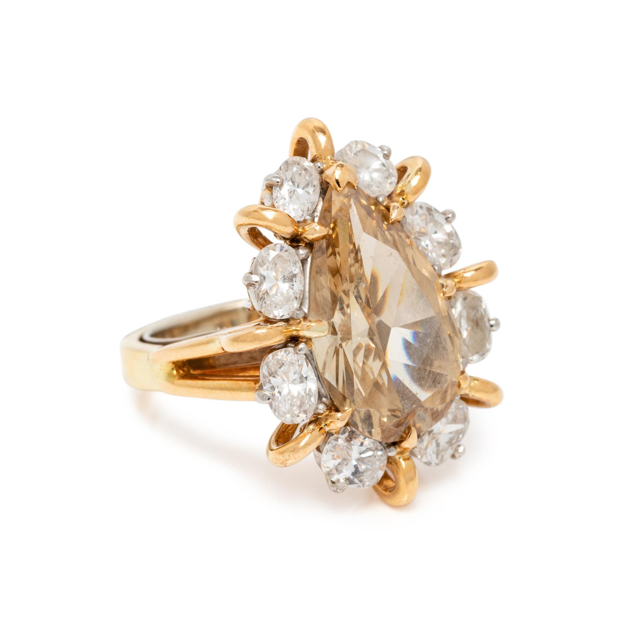OSCAR HEYMAN, FANCY BROWN-YELLOW DIAMOND AND DIAMOND RING