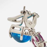 A Pair of 14K White Gold and Gemstone Earrings