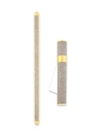 A Shagreen and Brass Cigar Holder and Paperweight — 20TH CENTURY