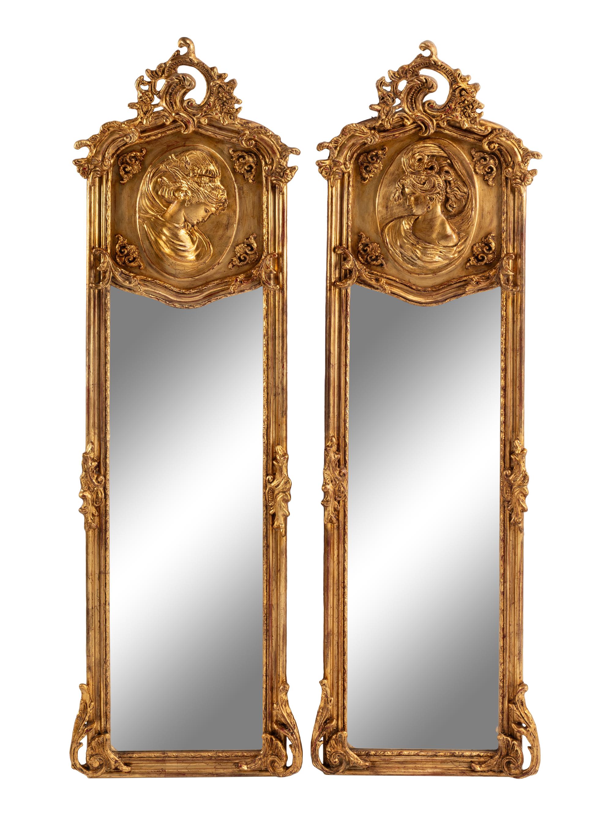 A Pair of Louis XV Style Gilded Pier Mirrors