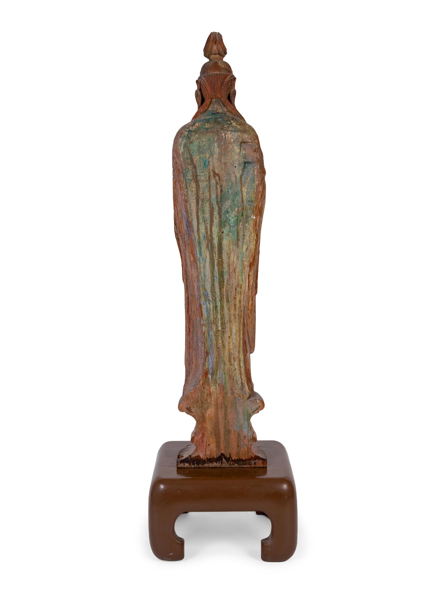 A Chinese Carved and Polychromed Hardwood Figure of Quan Yin — LATE 19TH / EARLY 20TH CENTURY