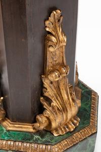 A Continental Bronze Mounted Faux Marble Painted and Parcel Gilt Pedestal