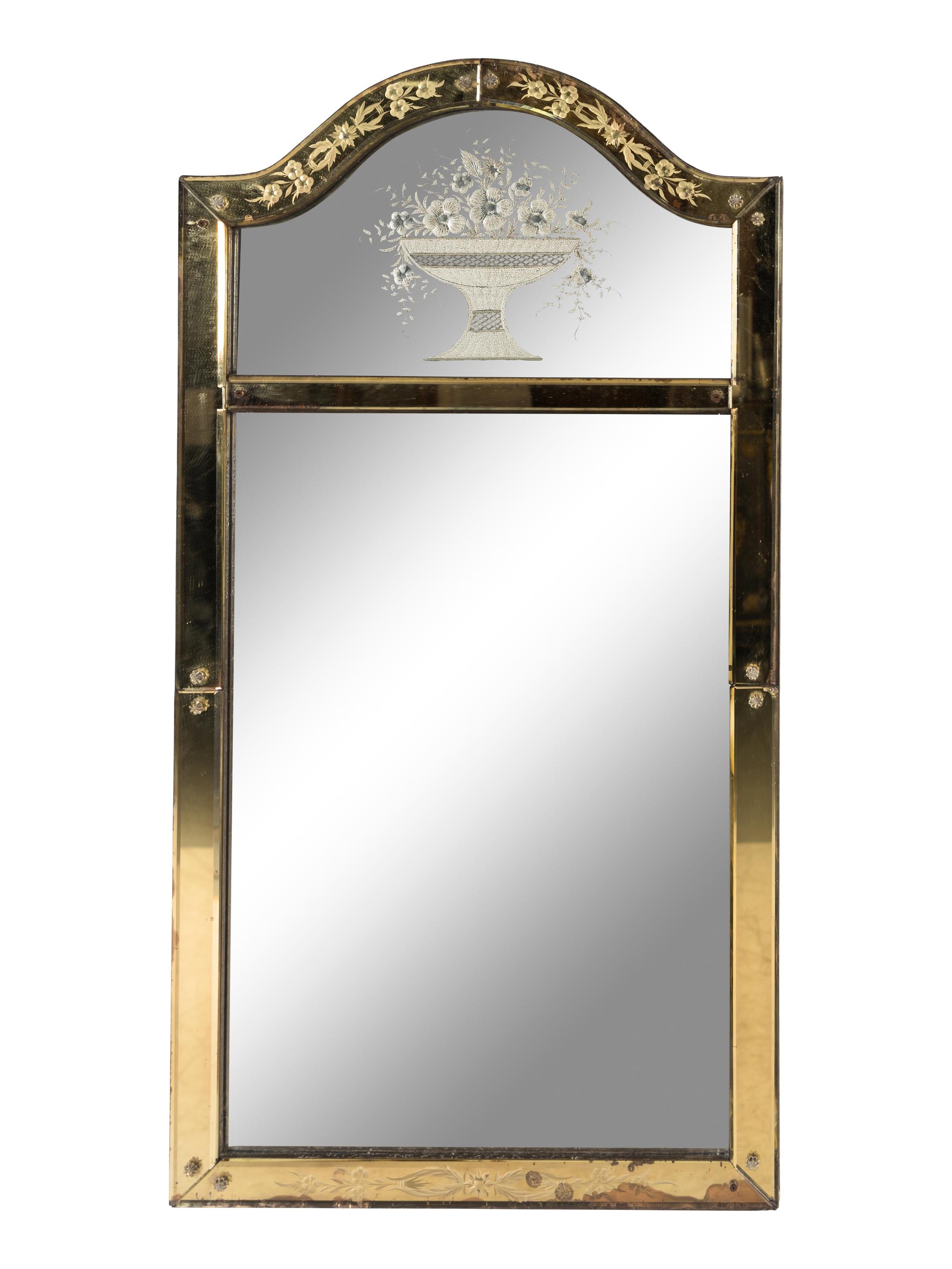 A Venetian Style Etched Glass Mirror