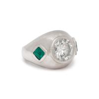 PLATINUM, DIAMOND AND EMERALD RING