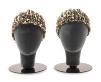 Two Issey Miyake Knit and Sequin Hats, 1970-80s