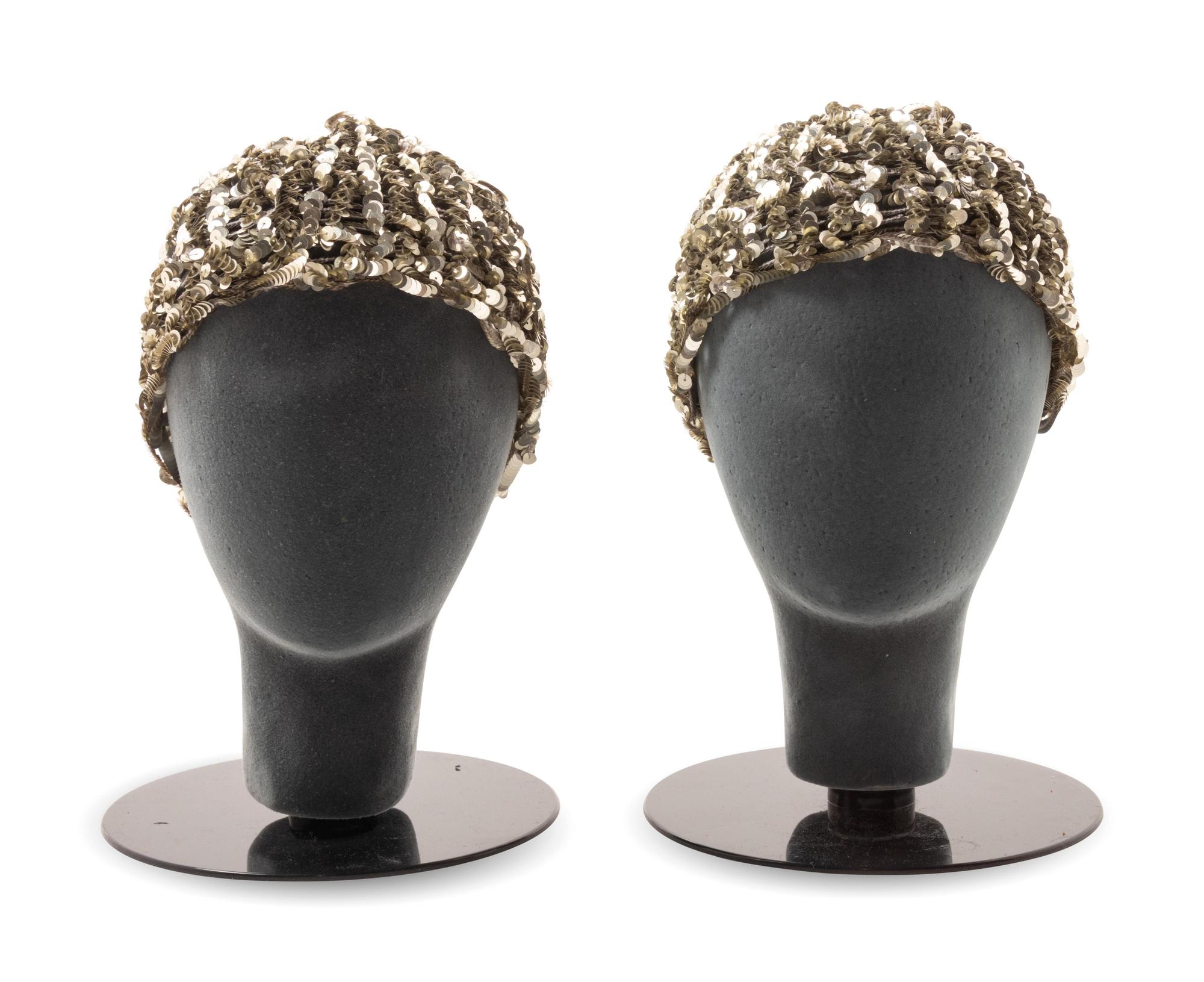 Two Issey Miyake Knit and Sequin Hats, 1970-80s