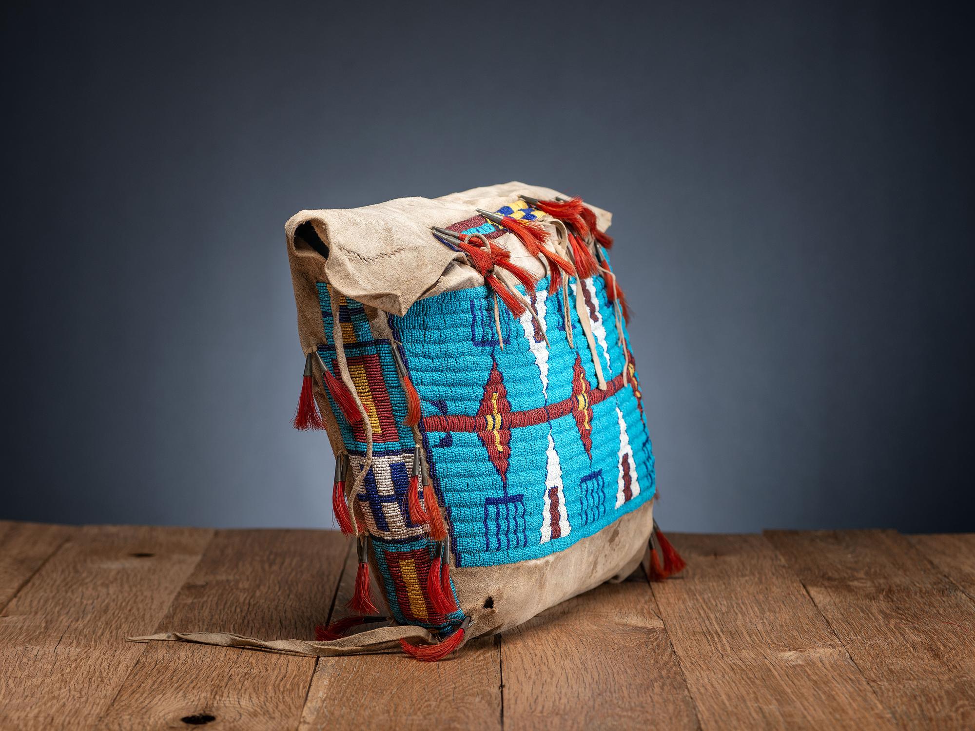 Sioux Beaded Buffalo Hide Possible Bags, Matched Pair