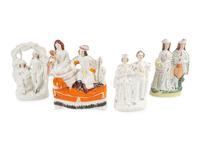 A Group of Four Staffordshire Pottery Figures — 19TH CENTURY