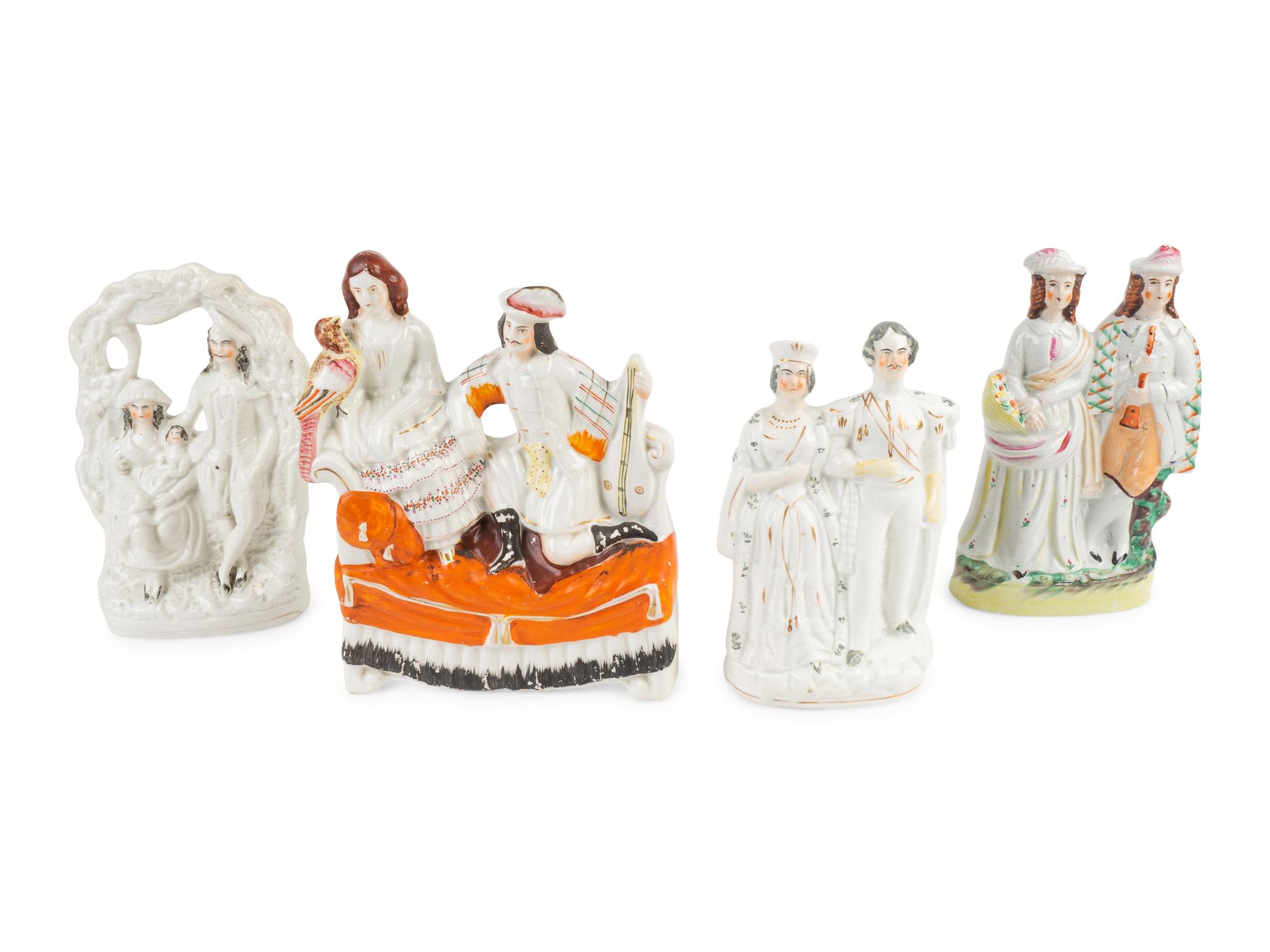 A Group of Four Staffordshire Pottery Figures — 19TH CENTURY