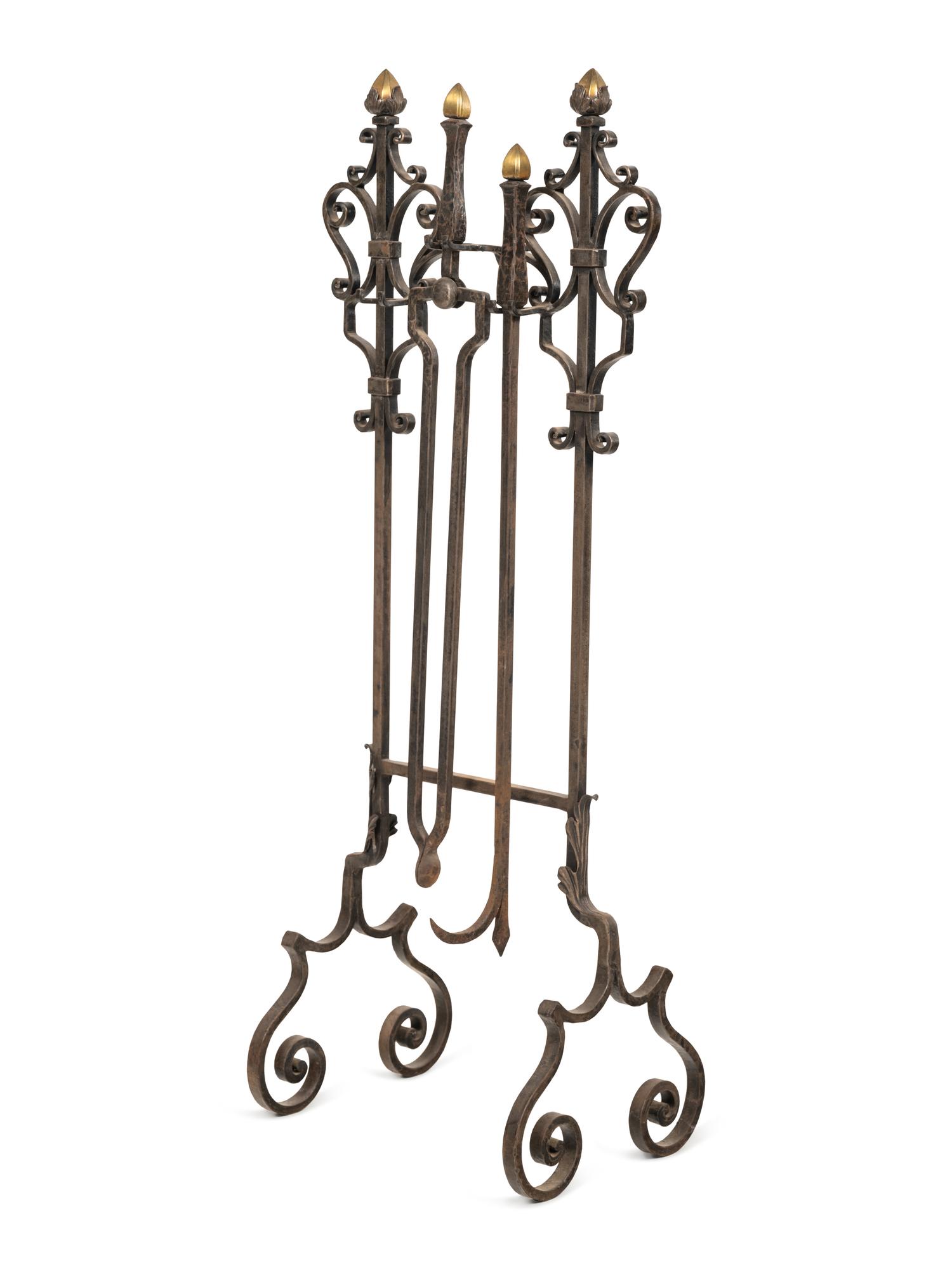 A Set of Iron and Brass Fire Tools