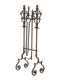 A Set of Iron and Brass Fire Tools