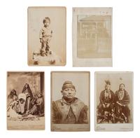 [NATIVE AMERICANS]. 5 cabinet cards of Ute and Osage Indians, incl. examples by Drum and Savage.