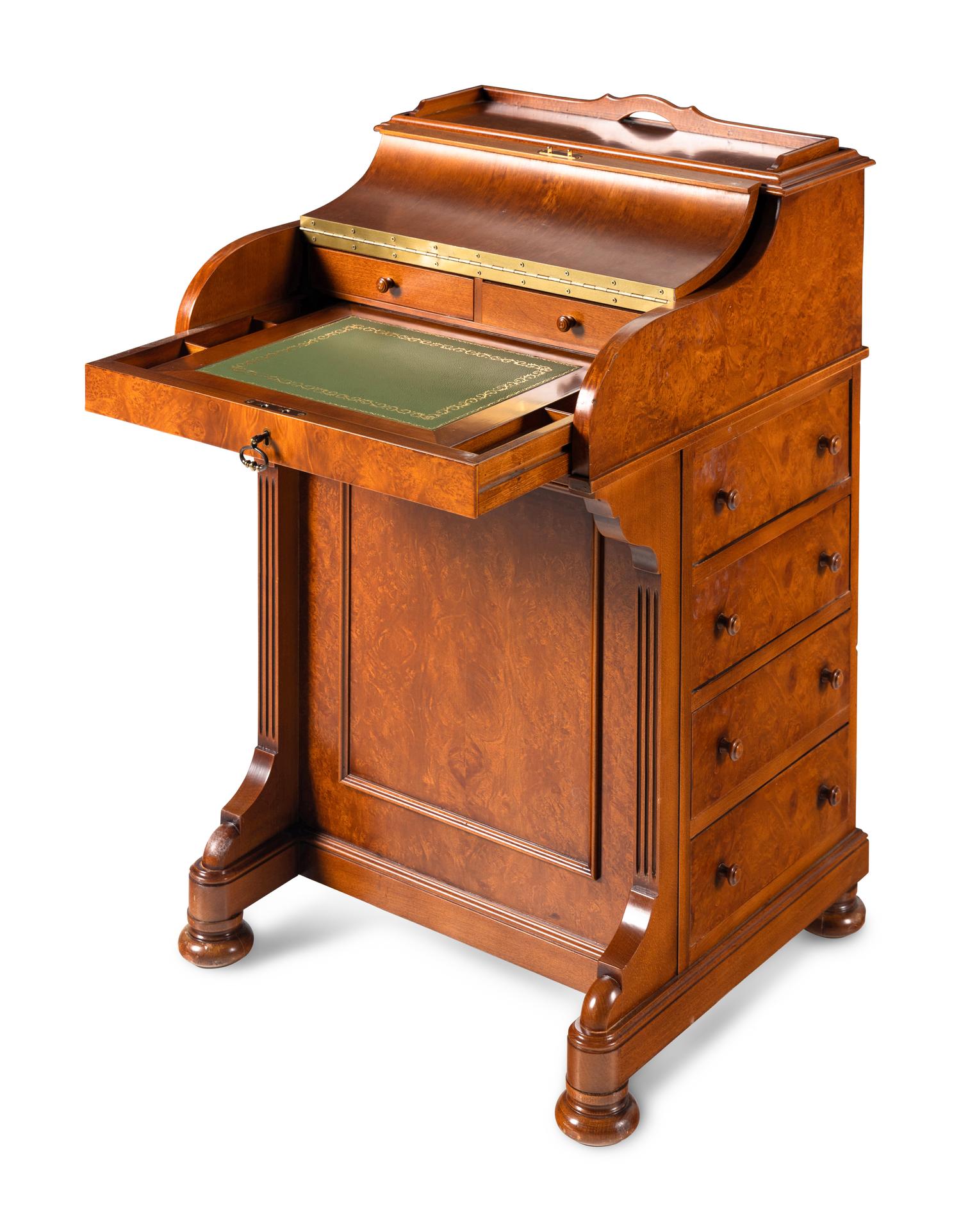An American Burr Walnut Davenport Desk