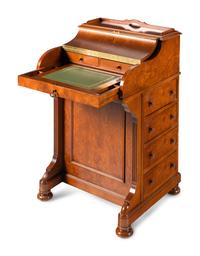 An American Burr Walnut Davenport Desk
