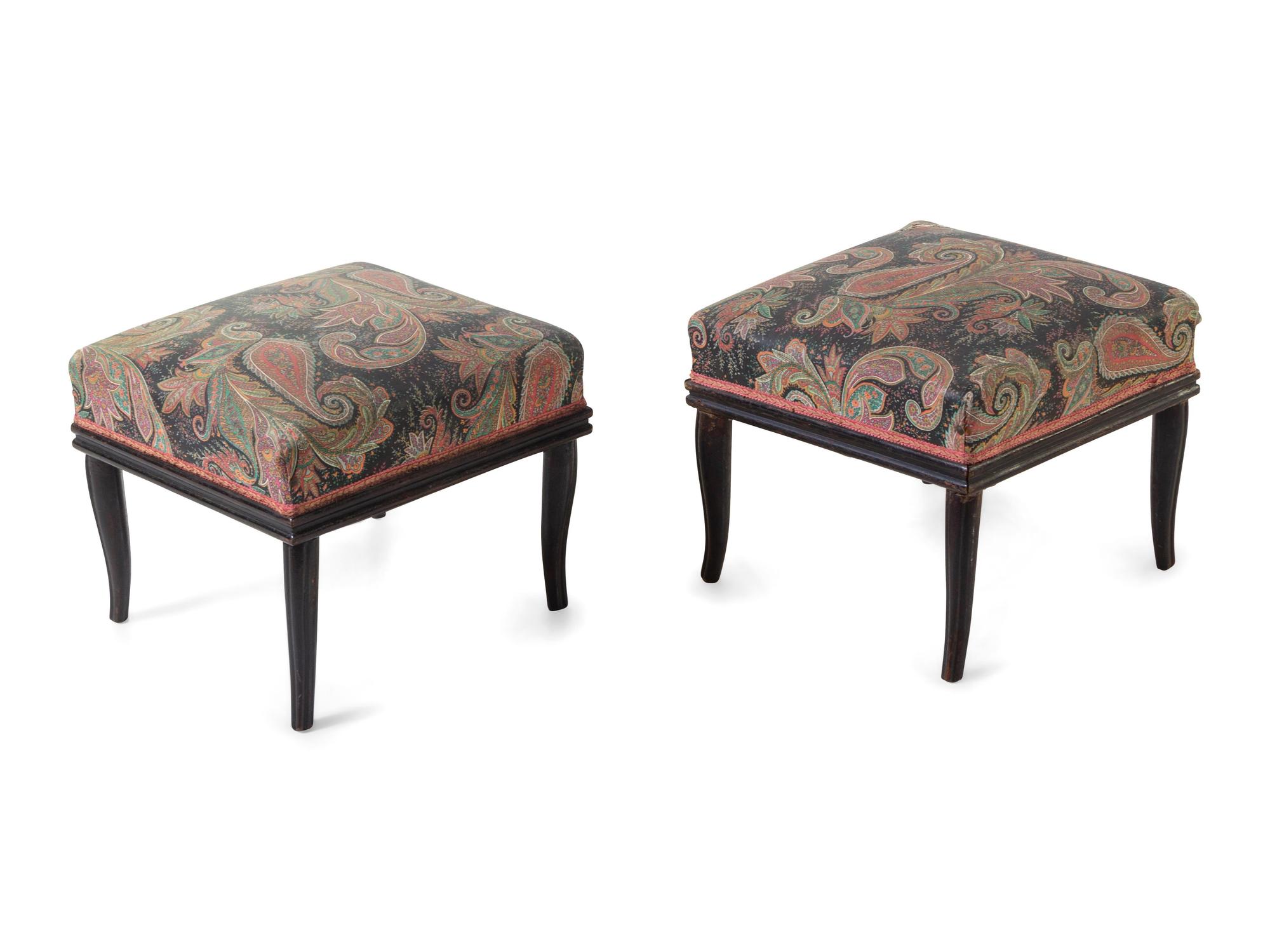 A Pair of Directoire Ebonized Tabourets