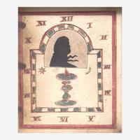 American School 19th century Drawing of Clock Face with Silhouette Portrait of a Gentleman
