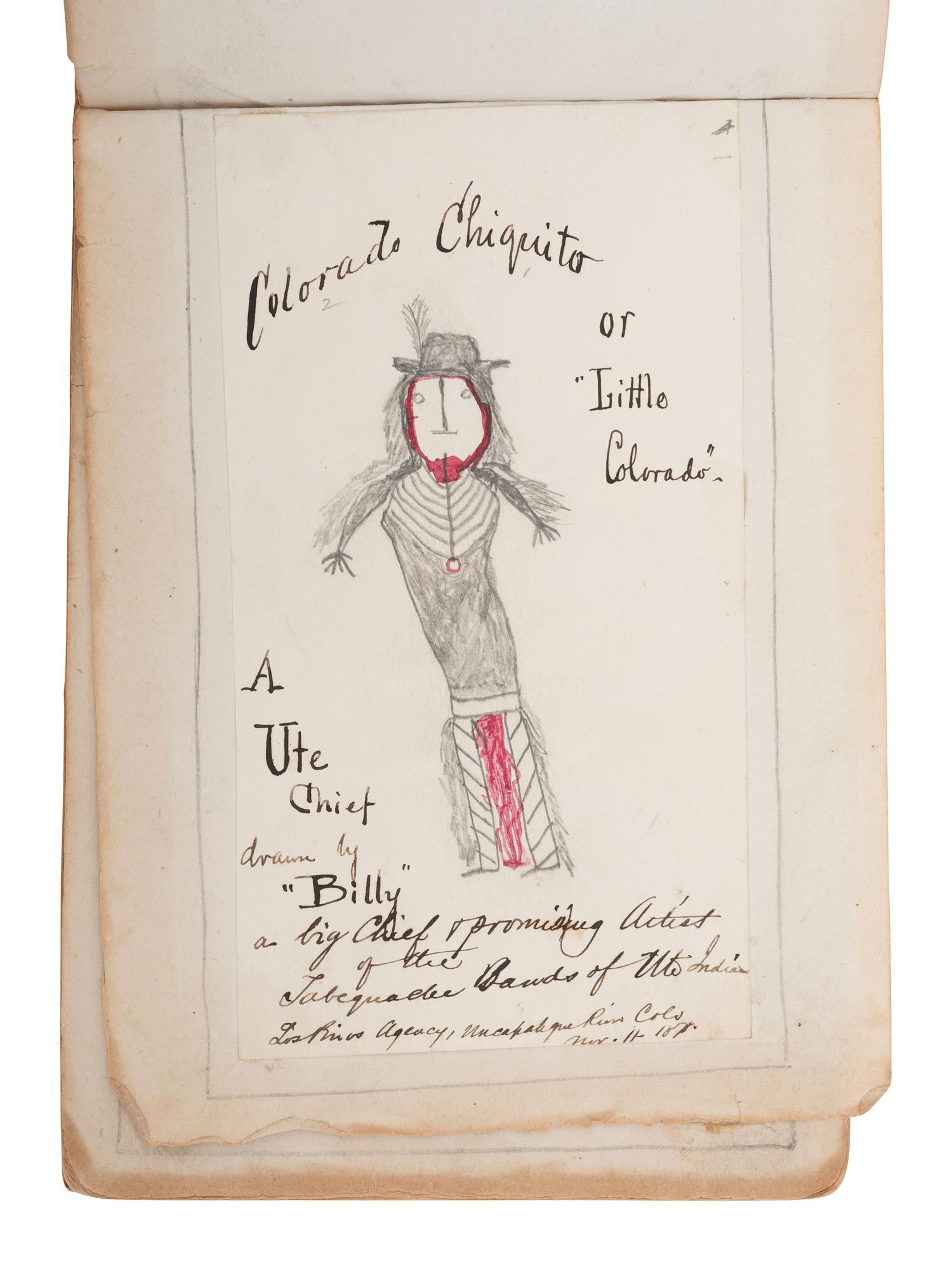 [WESTERN AMERICANA] -- [NATIVE AMERICANS]. Collection of sketches drawn and compiled by U.S. Army officer Charles A.H. McCauley while serving in various military posts, including Native American ledger art from the Los Piños Ute Indian Agency.
