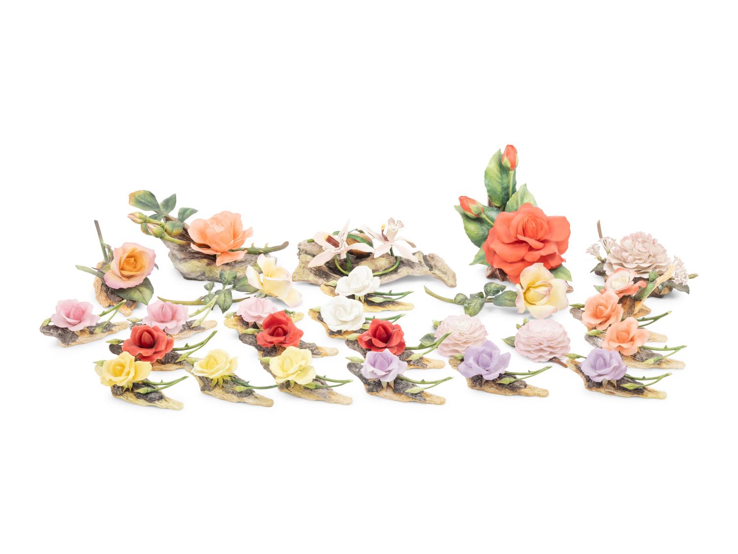 A Collection of Boehm and Royal Worcester Dorothy Doughty Porcelain Flowers