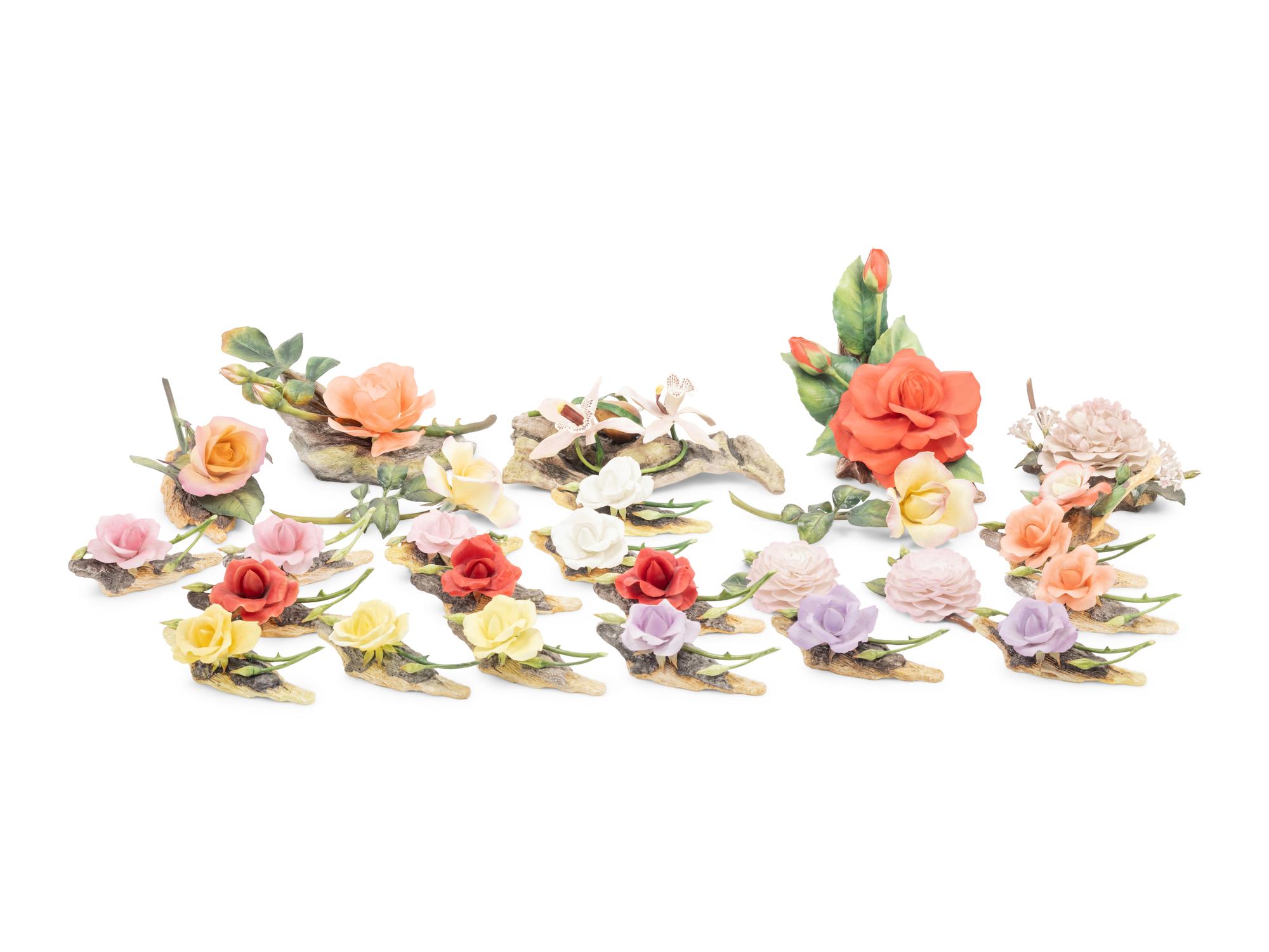 A Collection of Boehm and Royal Worcester Dorothy Doughty Porcelain Flowers