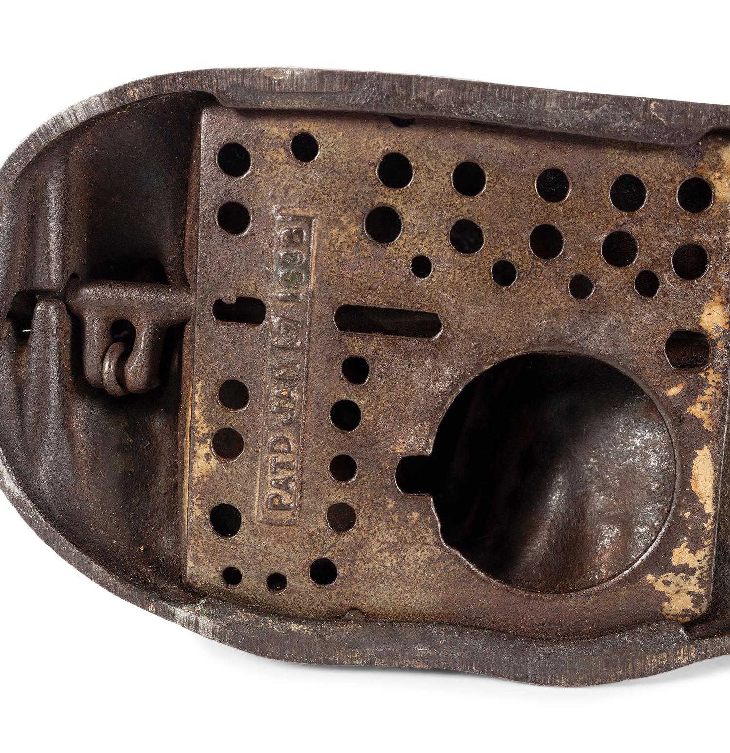 A J. & E. Stevens Indian and Bear Cast Iron Bank