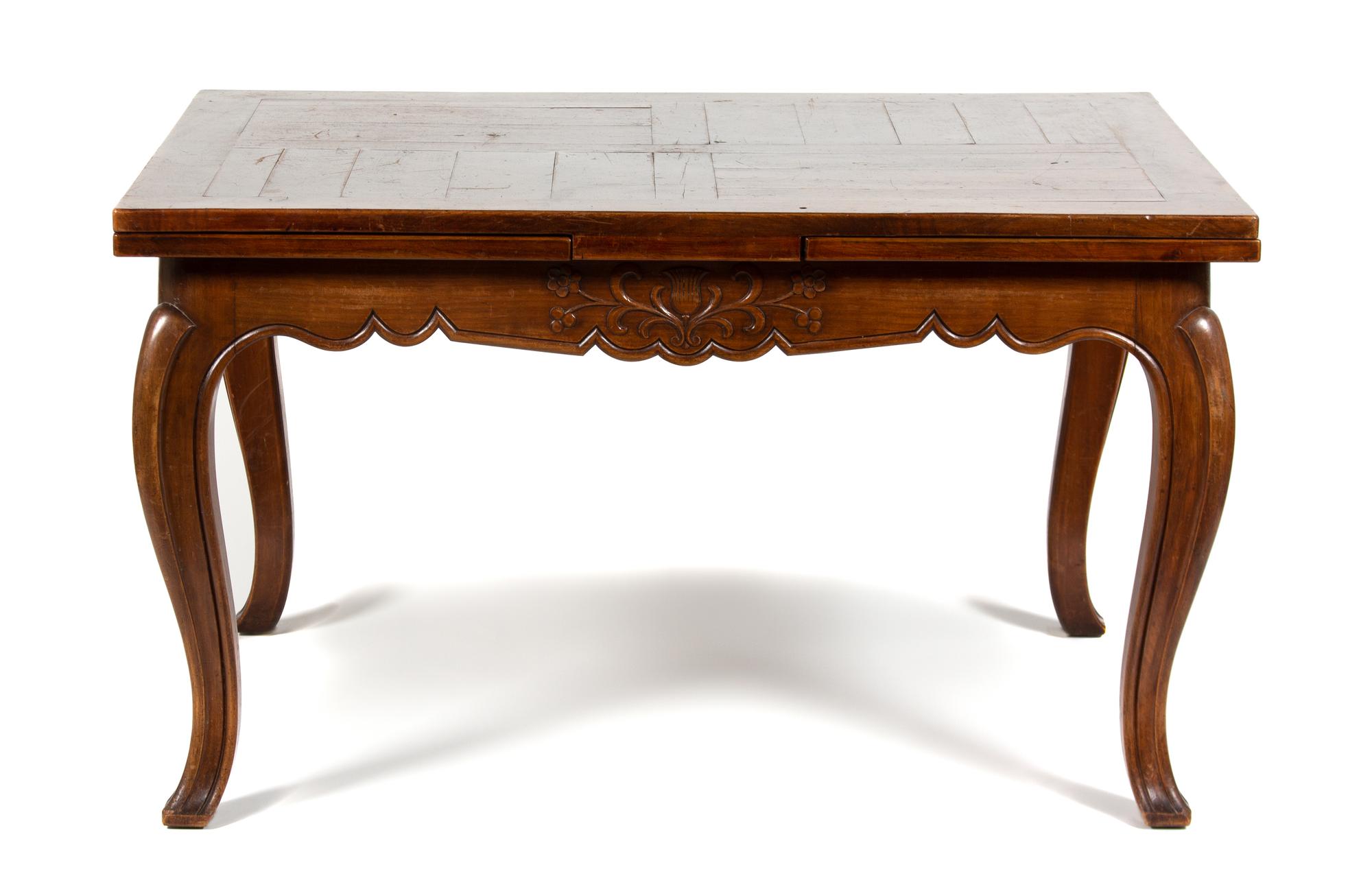 A French Provincial Carved Walnut Extension Table