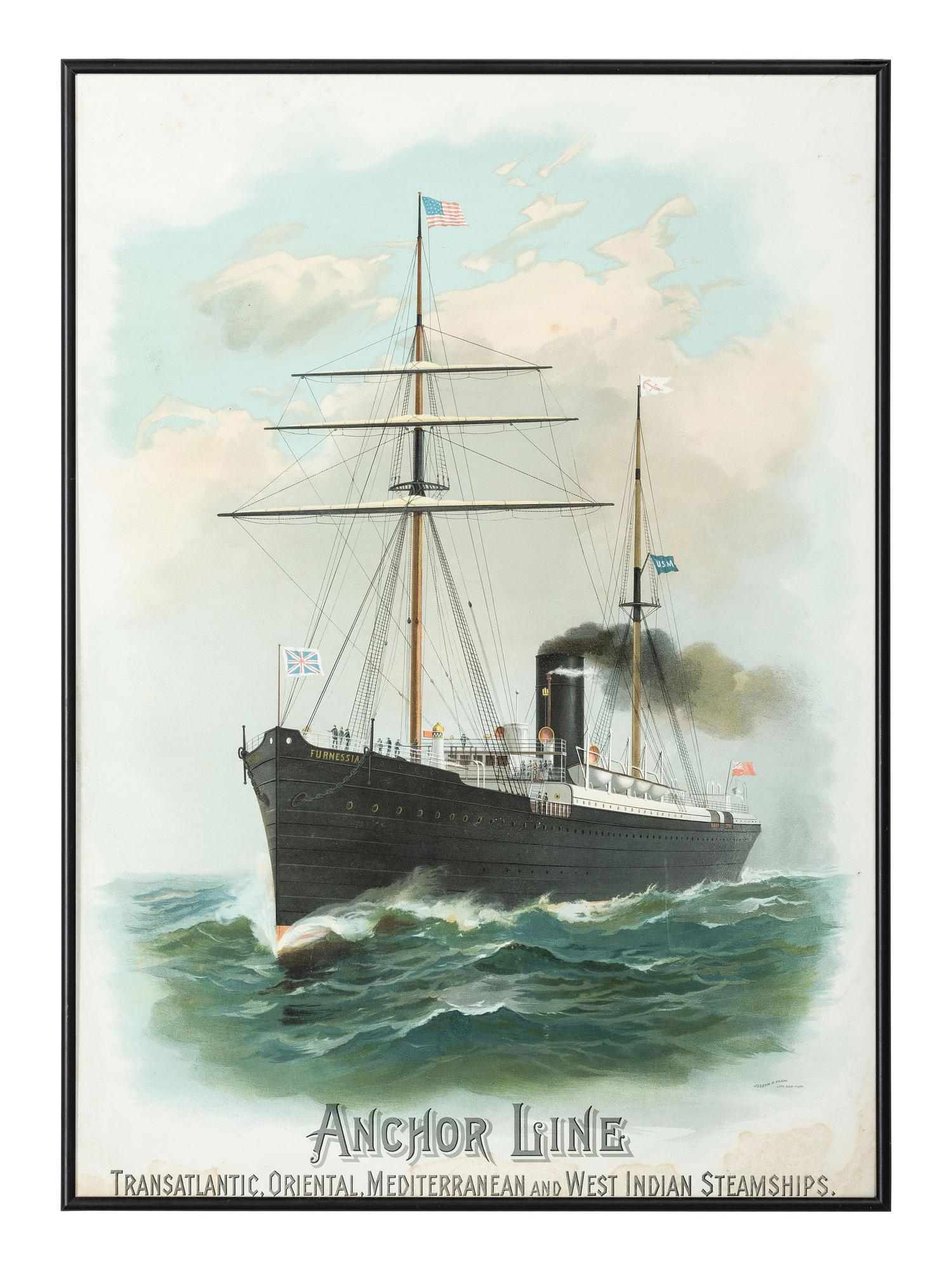 Three Steam Ship Line Advertisement Lithographs