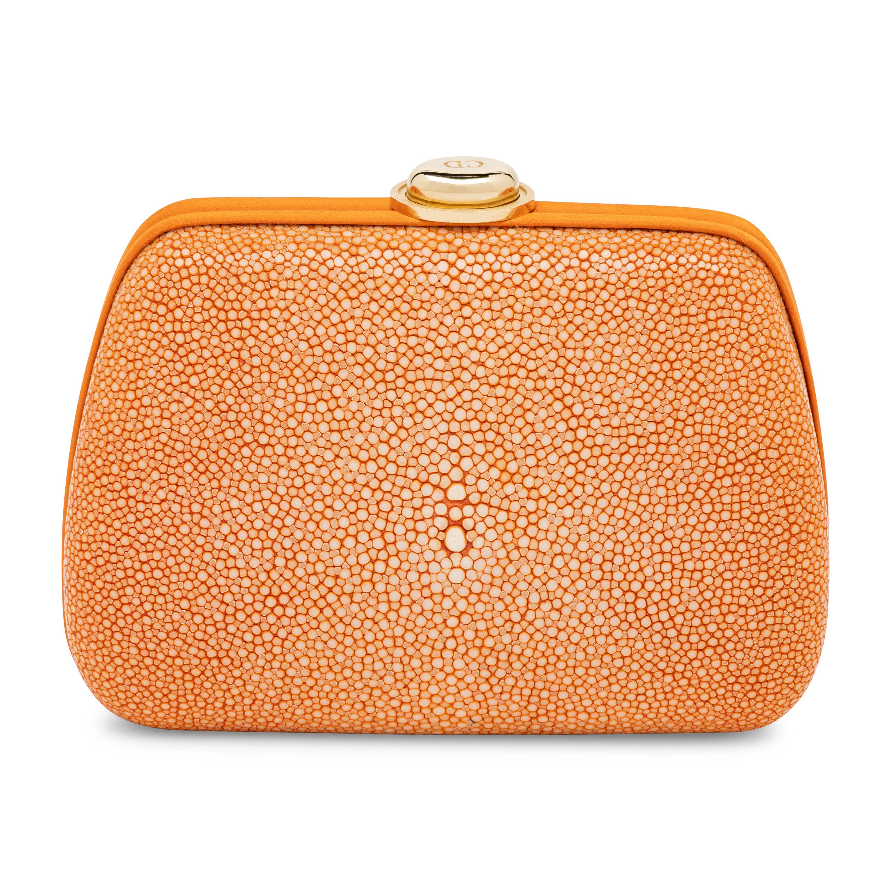 Christian Dior, Orange Shagreen Clutch/Shoulder Bag
