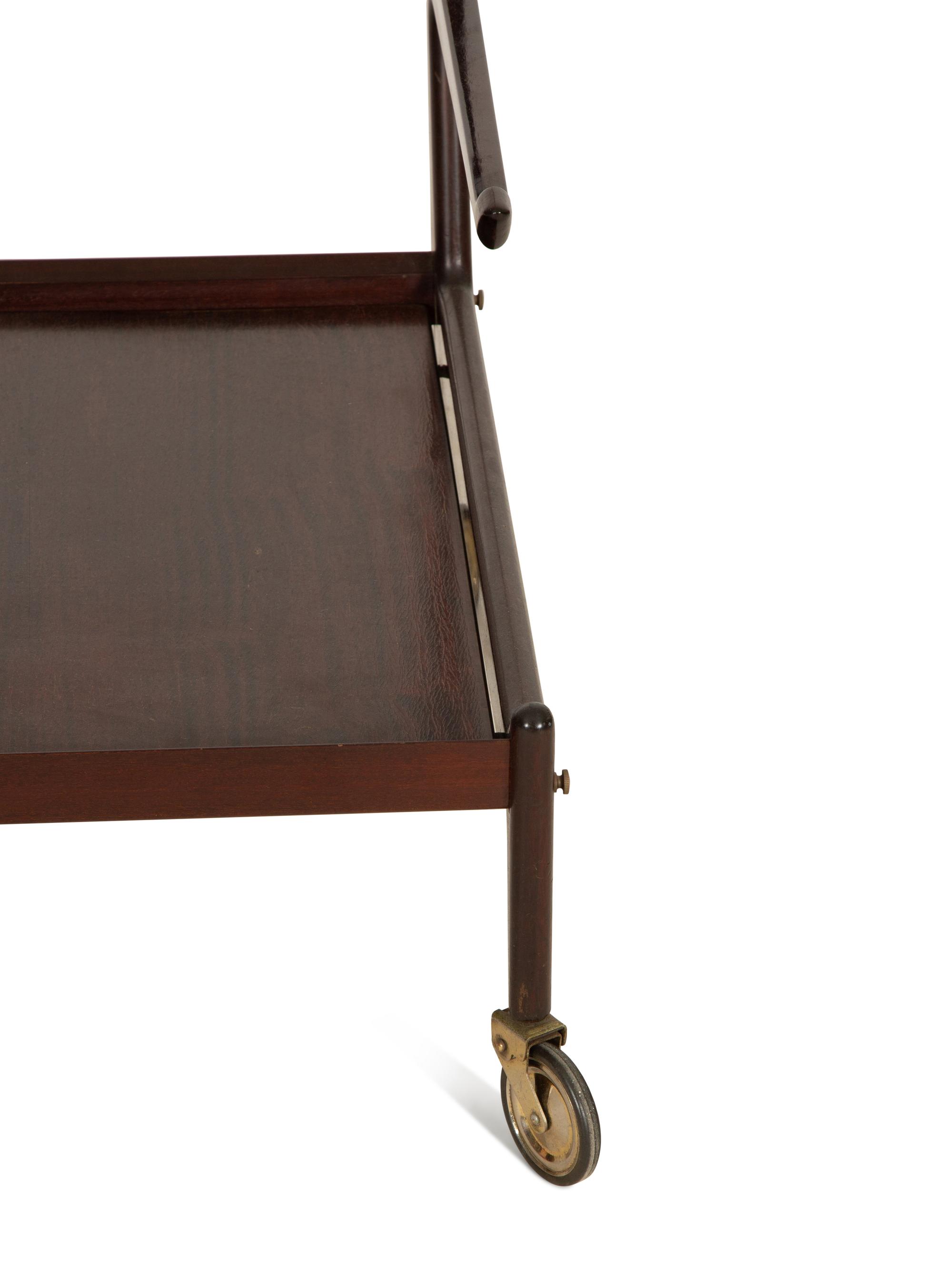 Cesare Lacca Lacquered Mahogany and Brass Bar Cart — Italian, Circa 1950