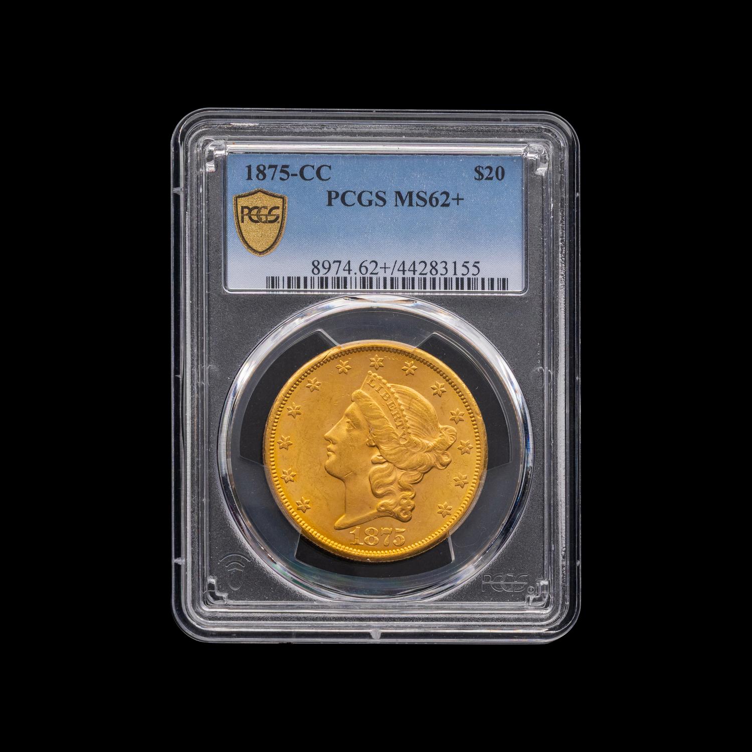 An 1875-CC Liberty Head $20 Gold Coin [PCG MS62+]