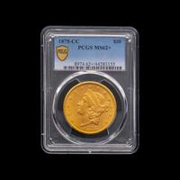 An 1875-CC Liberty Head $20 Gold Coin [PCG MS62+]