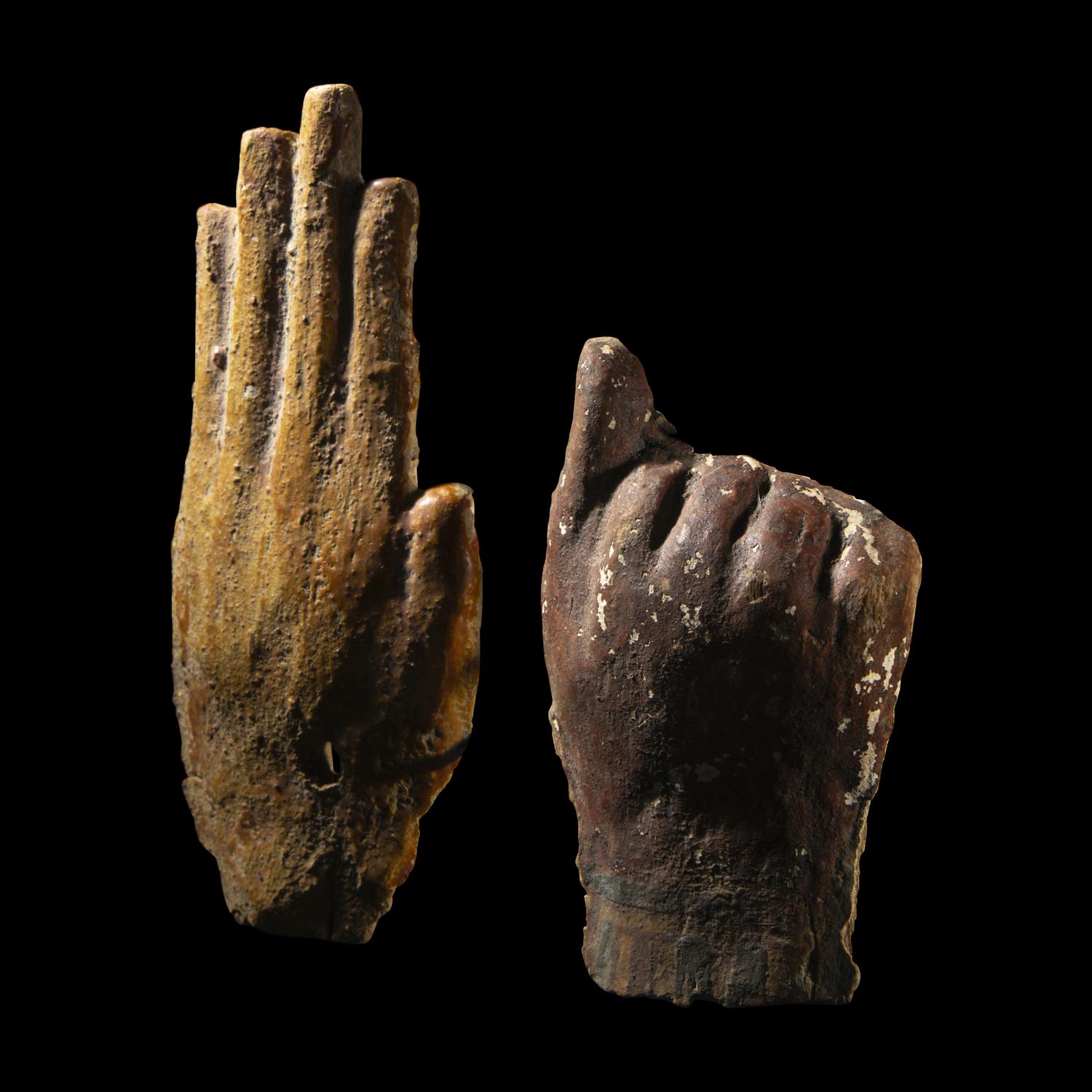 Two Egyptian Wood Hands
