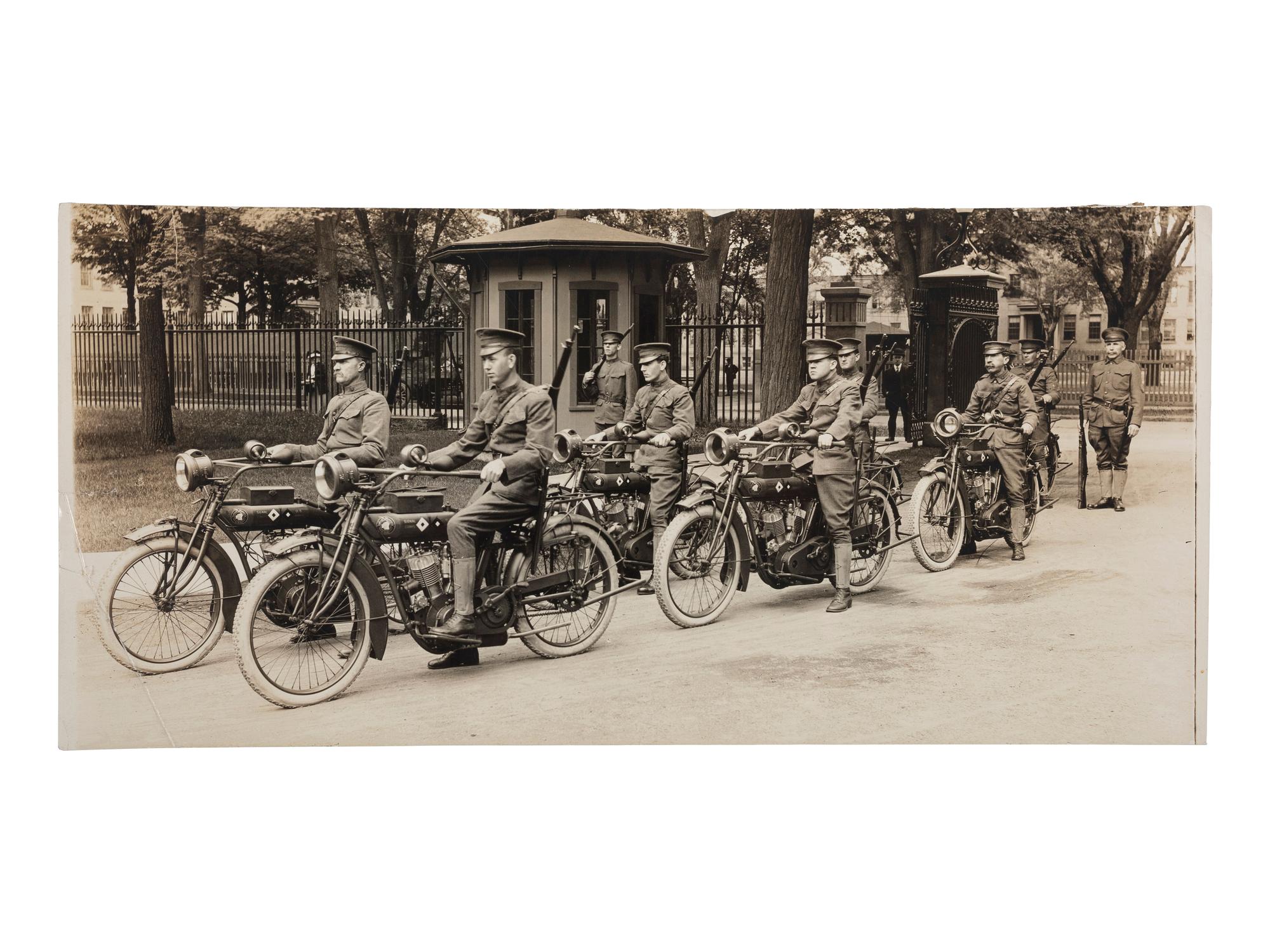 [EARLY PHOTOGRAPHY] -- [TRANSPORTATION]. A group of 3 photographs of Indian "motocycles."