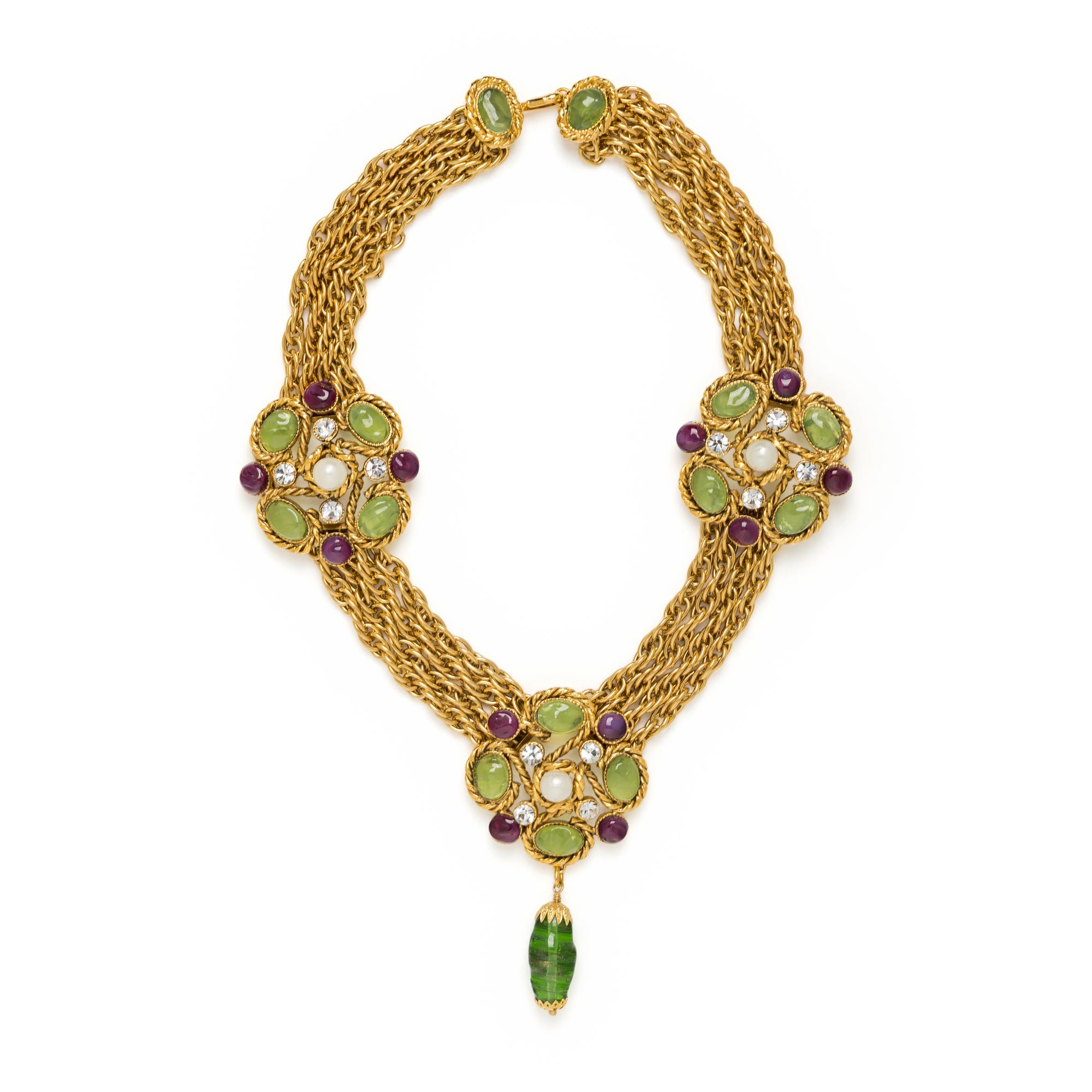 Chanel, Rare Gripoix Pâte de Verre & Chain Necklace
