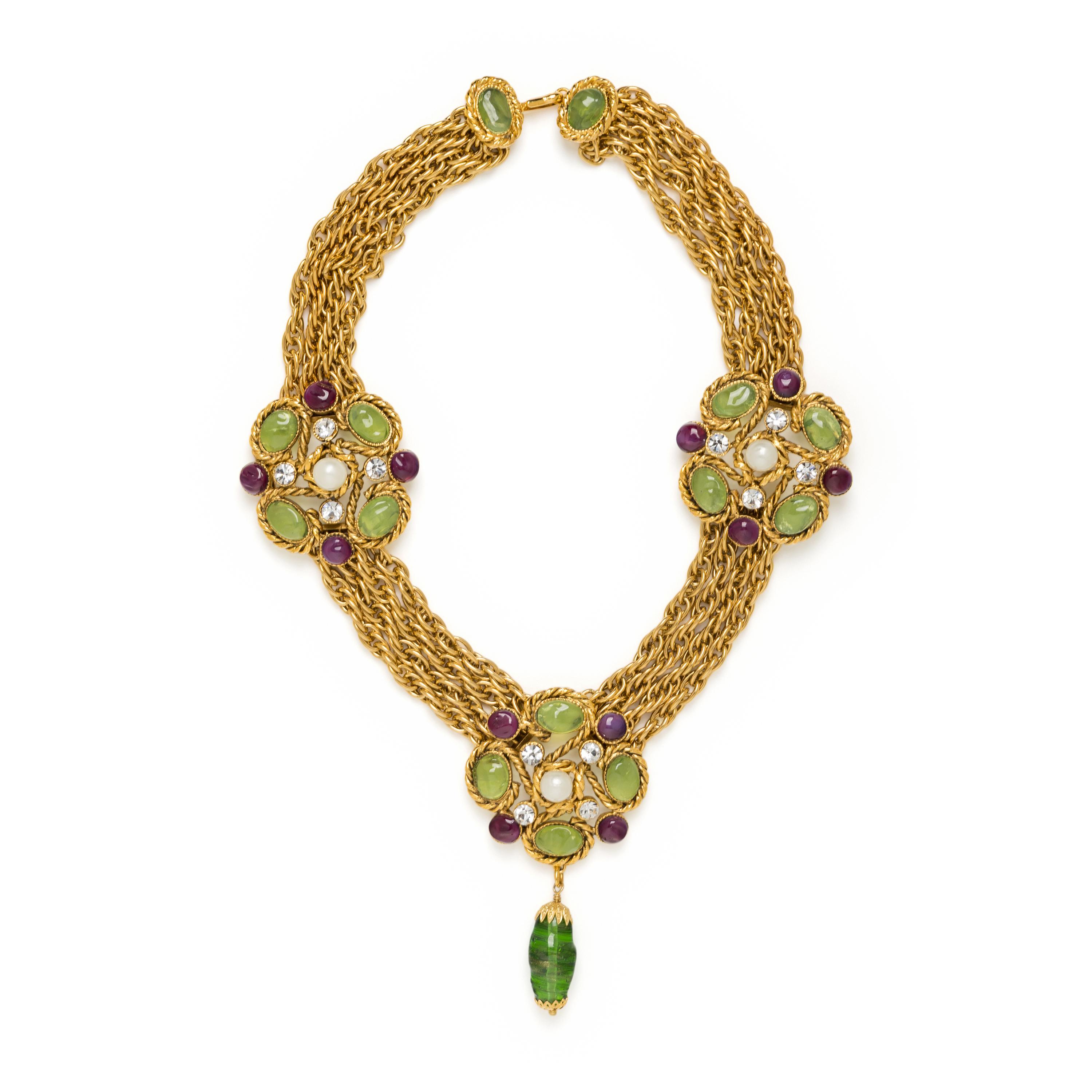 Chanel, Rare Gripoix Pâte de Verre & Chain Necklace